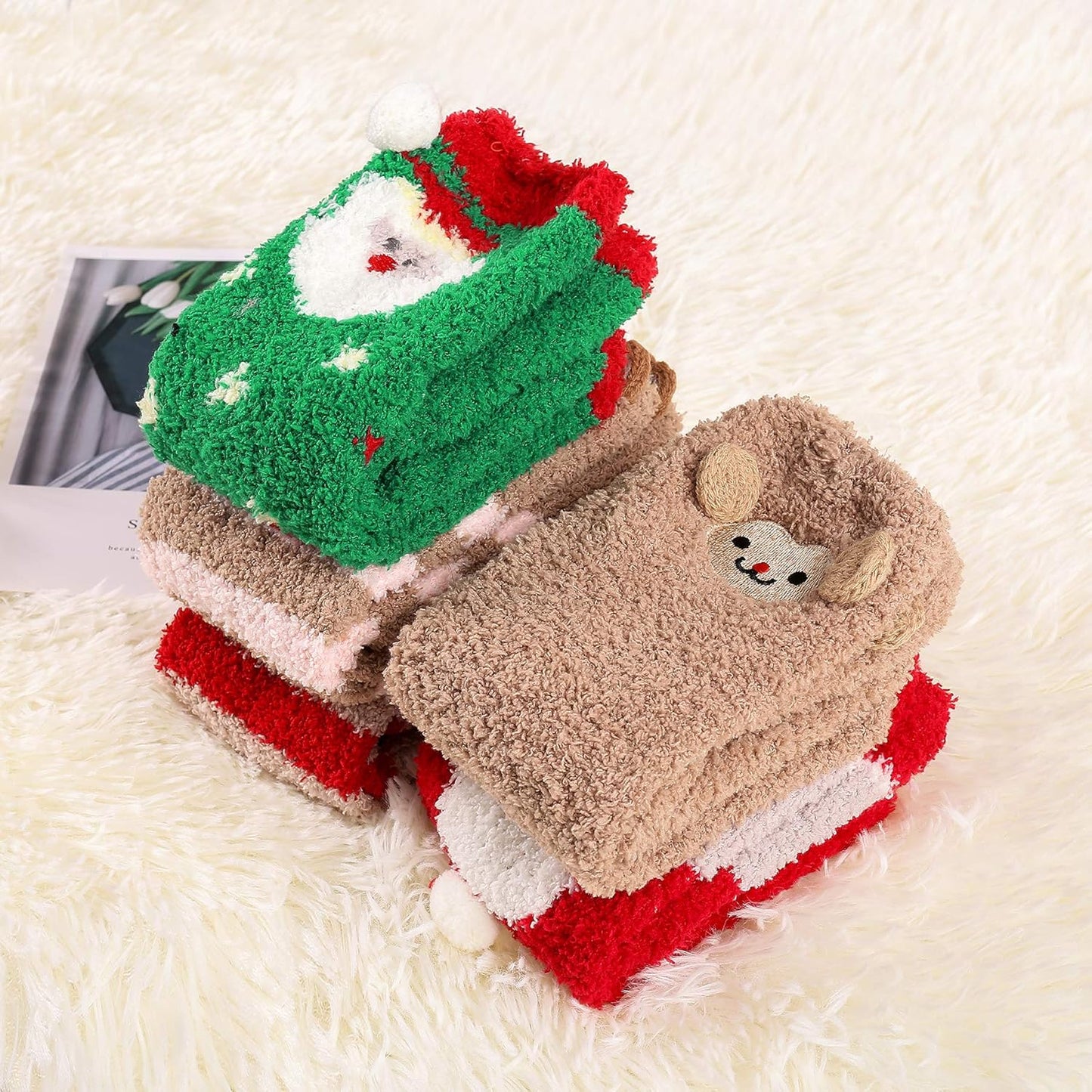 Womens Fuzzy Socks Warm Slipper Socks Winter Fluffy Socks Cozy Fuzzy Socks Athletic Fleece Socks Cute Crew Socks